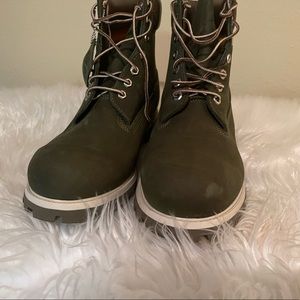 Timberland Men's 6-Inch Premium Waterproof Boots, Spinach Nubuck, 12 M